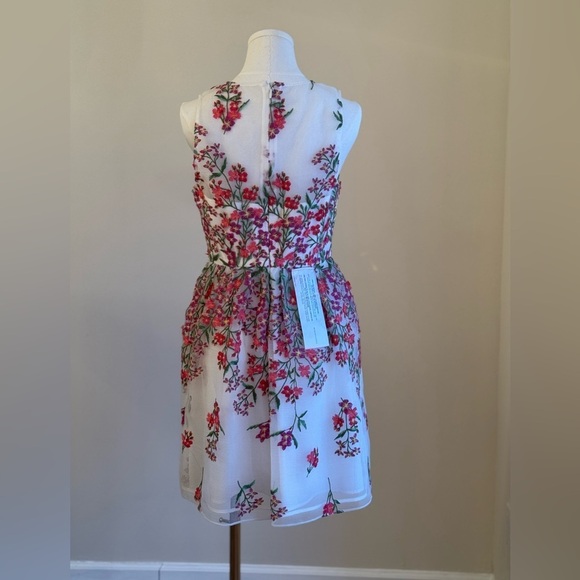 BCBG MaxAzria Gardenia Embroidered Tule Sleeveless Round Neck Dress Size 4 - Picture 6 of 9